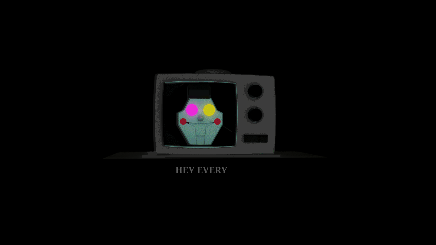 Spamton from Deltarune in a television against a black background.